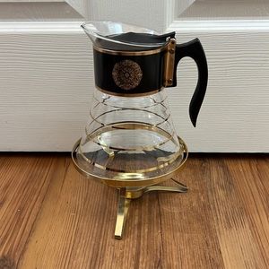 Vintage Coffee Carafe with Candle Warmer Stand